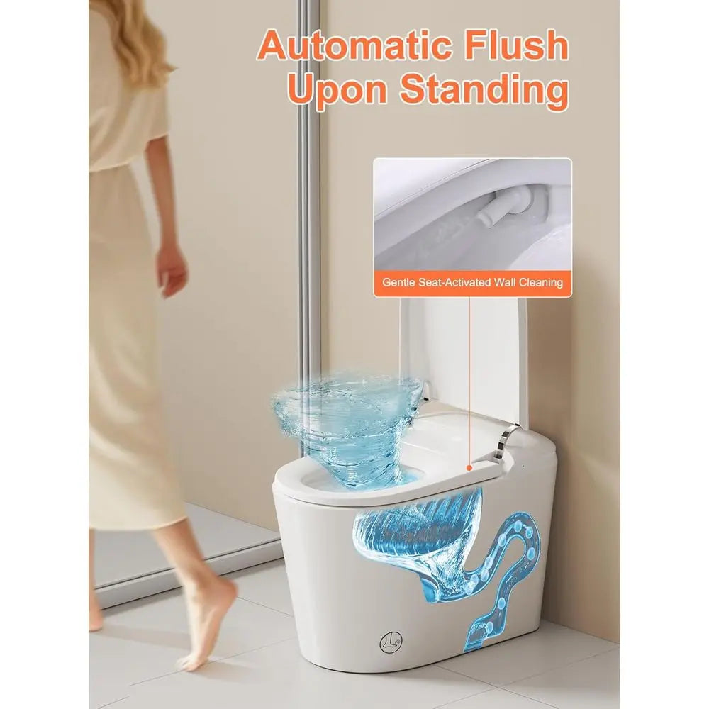 Smart Toilet with Heated Seat, Night Light, Dual Auto Flush, Foot Sensor Operation, Modern Elongated One-Piece ADA Height Toilet