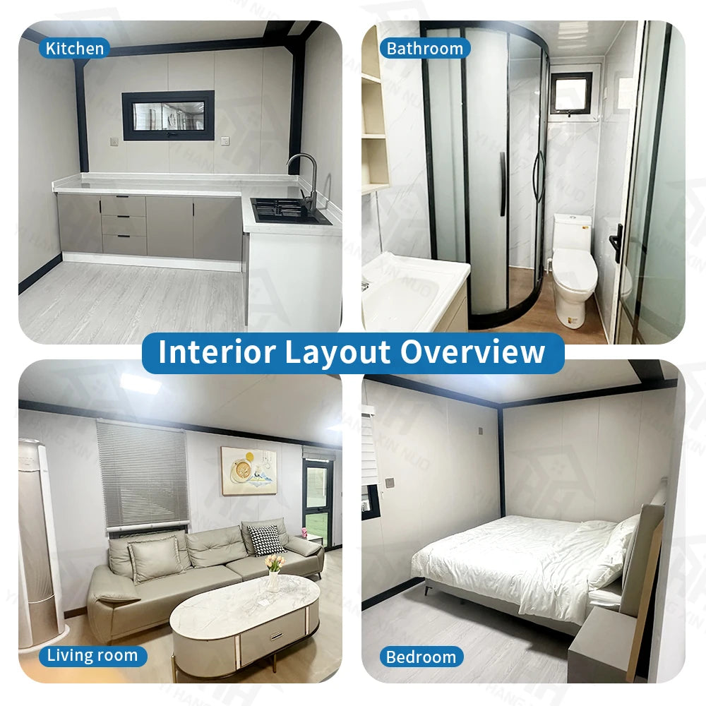 Luxury 1-4 Bedroom Extendable Modular Container Villa Foldable Portable Houses with Kitchen 20ft and 40ft Sizes Tiny Homes