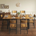 Rustic Brown 7-Piece Dining Set with 63 Extendable Table and 6 Chairs for Kitchen or Dining Room