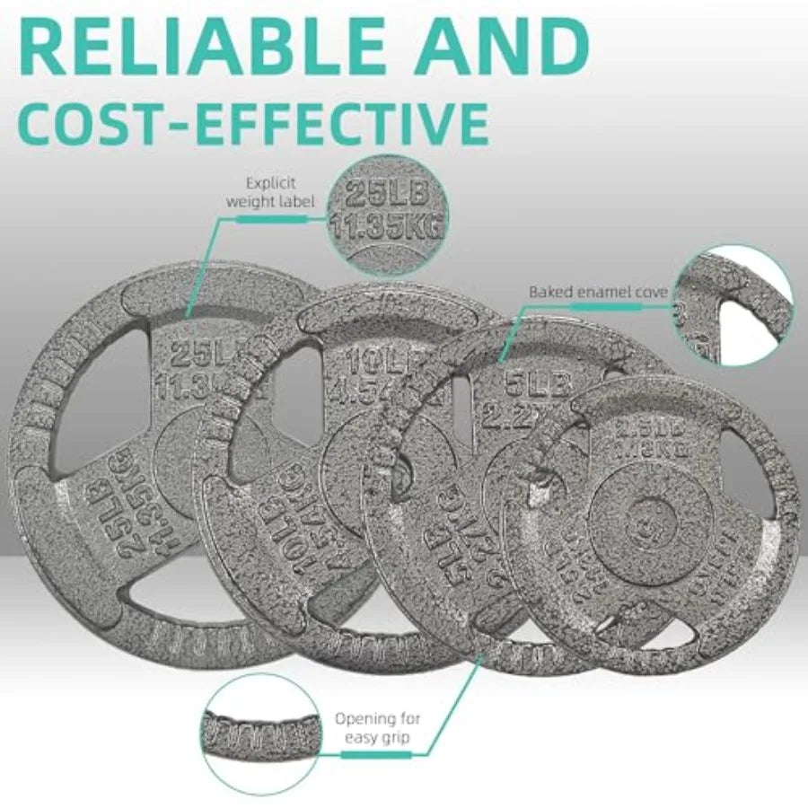 Cast Iron 1" Standard Weight Plates Including 5Feet Standard Barbell Bar and Star Locks, 95 Pounds Set 85 Lbs Plates + 10 Lbs B
