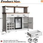 47" armhouse Coee Bar Cabinet with 15" Rerigerator & Wine Rack & Glass Holder, Wine Cabinet with Storage Ders & Open Shelves, Si