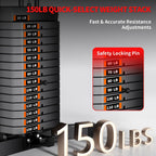 JEEKEE All in One Home Gym with 150LB Weight Stack, Multifunctional Home Gym Equipment for Full Body Workout, Space Saving Workout Machine with Chest Press, LAT Pulldown, Leg Extension