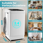 Compact 17.8 lbs Automatic Portable Washing Machine with 10 Programs, LED Display and Drain Pump, Ideal for RV, Dorm, and Home U