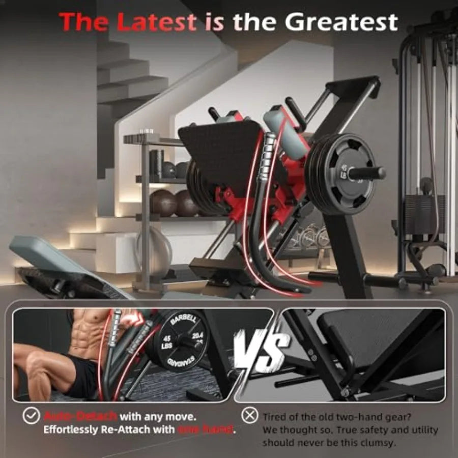 Hack Squat Leg Press Machine for Home Gym, 2-in- Adjustable Leg Exercise Workout Machine with Linear Bearing, Lower Body Workou