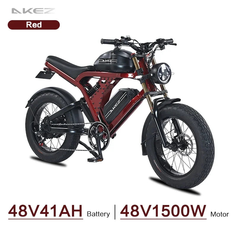US Stock Fast Delivery | AKEZ 48V 1500W Electric Bike, 41Ah Battery, Long Range Off-Road E-Bike for Adults