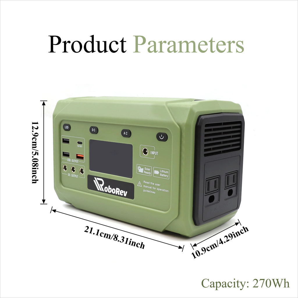 1 PC 300W Portable Power Station, Solar Generator 270Wh(Peak 600W), Power Station With 110V Pure Sine Wave AC Outlet, Digital Display, Bi-directional PD45W, Backup Battery For Home Emergency, Outdoor Camping, Road Trips