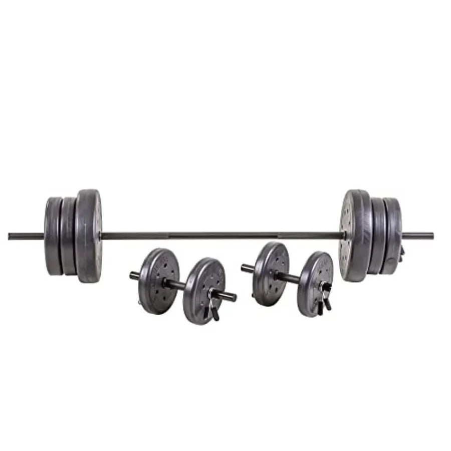 105 Pound Barbell Weight Set for Home Gym Adjustable Weight Set with Two Dumbbell Bars and Full 6 Ft Bar, Black