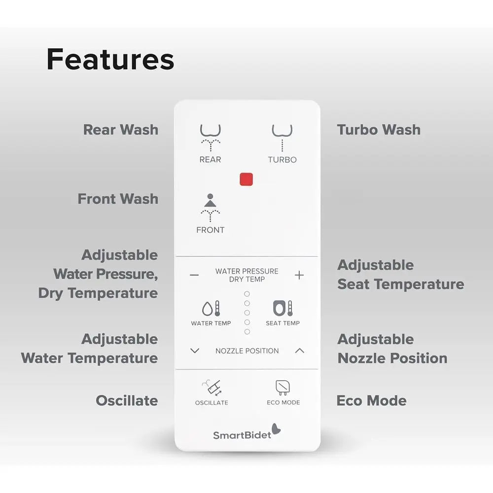 ® SB-100R Electric Smart Bidet™ Seat for Elongated Toilets with Remote Control, Stainless Steel Nozzle with Removable Nozzle Cap