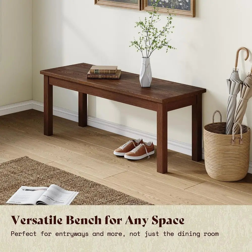 Rustic 59 Wooden Dining Table with 4 Chairs & Bench, Space-Saving 6-Piece Set in Walnut