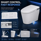 Smart Toilet With Built In Bidet One Piece Ceramic Bidet Toilet Auto Flush Auto Lid Foot Sensor Flush Instant Warm Water Sprayer Warm Air Dryer Ambient Night Light White