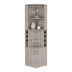 Light Gray Bar Cabinet with 8 Wine Cubbies and Double Doors