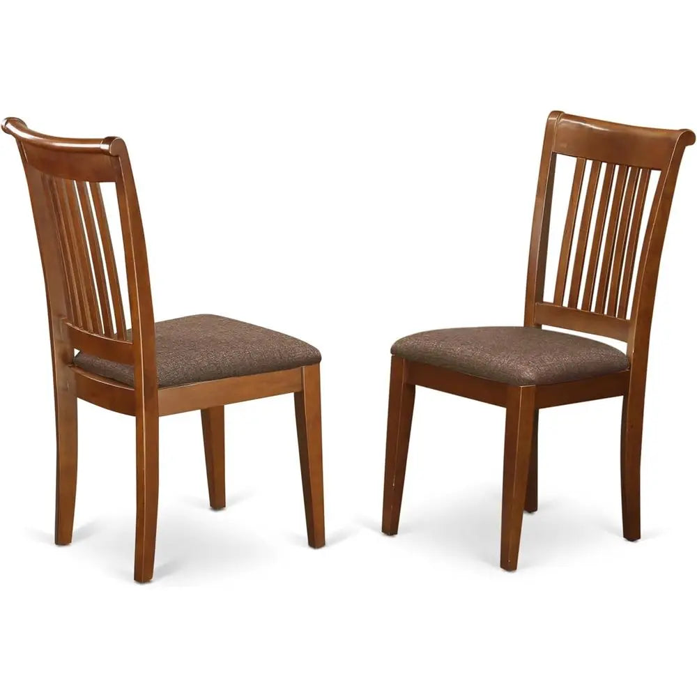Oval Dining Table Set with 6 Linen-Fabric Chairs, 42x60 Inches, Brown