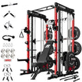 M Pro Smith Machine Package, All-in-One Power Cage with Weight Stack Set, Includes LAT Pulldown and Cable Crossover System for