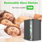 4.3 Cu.ft Mini Fridge with Freezer, Compact Refrigerator Single Door for Bedroom Office Dorm RV, Adjustable Thermostat, Removable Glass Shelves & Crisper Drawer