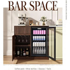 Compact Ridge Cabinet with Outlet, Coffee Bar Cabinet with Ridge and Wine Rack, Lattice Sideboard with Drawer and Adjustable She