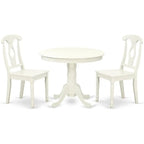 3-Piece Dining Set: Round Pedestal Table with 2 Chairs, 36x36, Linen White