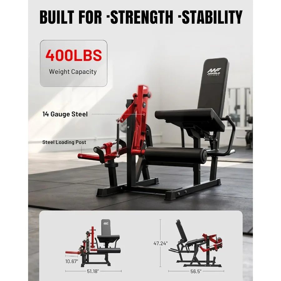 Leg Extension and Curl Machine, Adjustable Leg Curl Machine for Home Gym, Lying Leg Curl Machine with 1:1 Resistance System