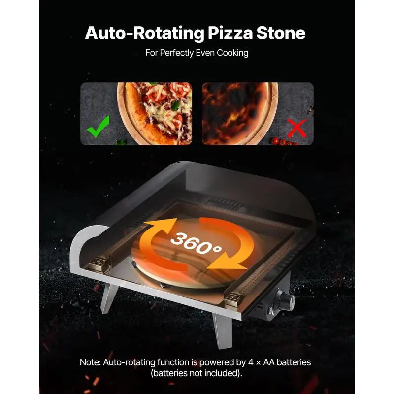 Outdoor Pizza Oven, 12 in Propane Gas Pizza Maker, Portable Pizza-Cooker with  Electric Rotation, Thickened Pizza-Stone, Carry Bag, Propane Pizza-Oven for Outside Backyard Patio Camping, Black