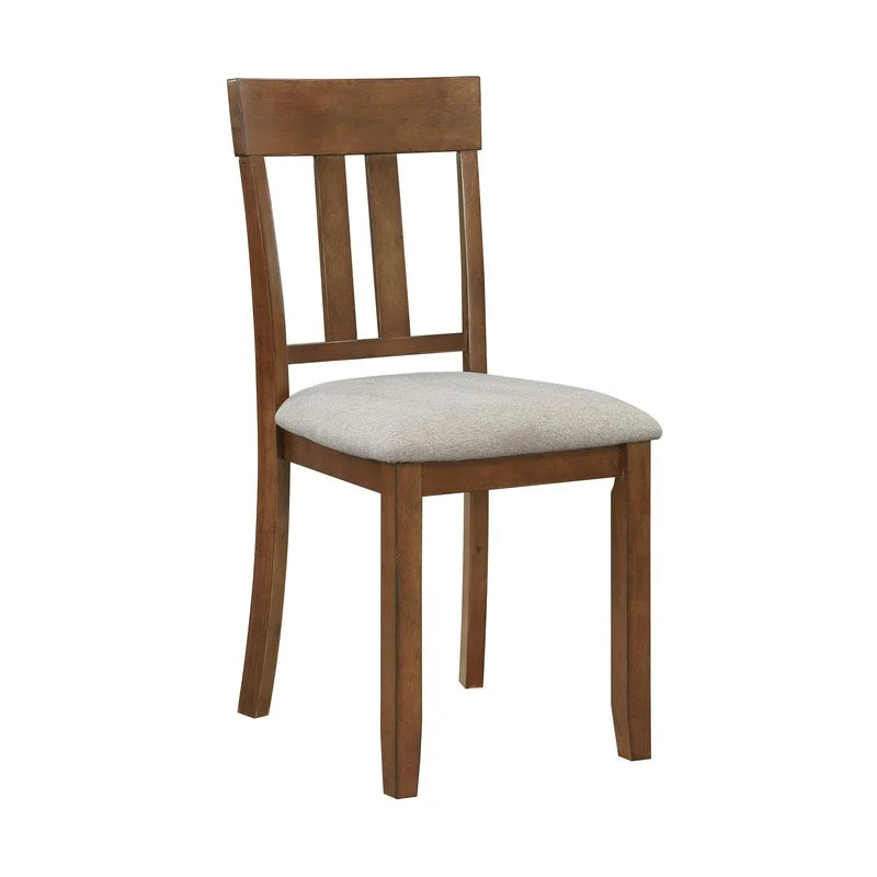 Cherry Finish 7-Piece Dining Set with Table and 6 Chairs, Textured Fabric Seats, Classic Wooden Design