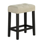 Black 3-Piece Dining Set with Two-Tone Table and Beige Tufted Stools for Dining Room