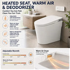 Smart Toilet With Built In Bidet One Piece Ceramic Bidet Toilet Auto Flush Auto Lid Foot Sensor Flush Instant Warm Water Sprayer Warm Air Dryer Ambient Night Light White