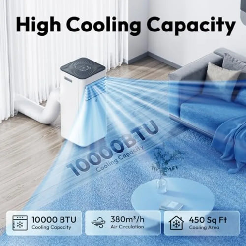 10, 000 BTU Portable Air Conditioners, Portable AC With Remote for Room to 450 sq.ft 3 in 1 Air Conditioner With Dehumidificati