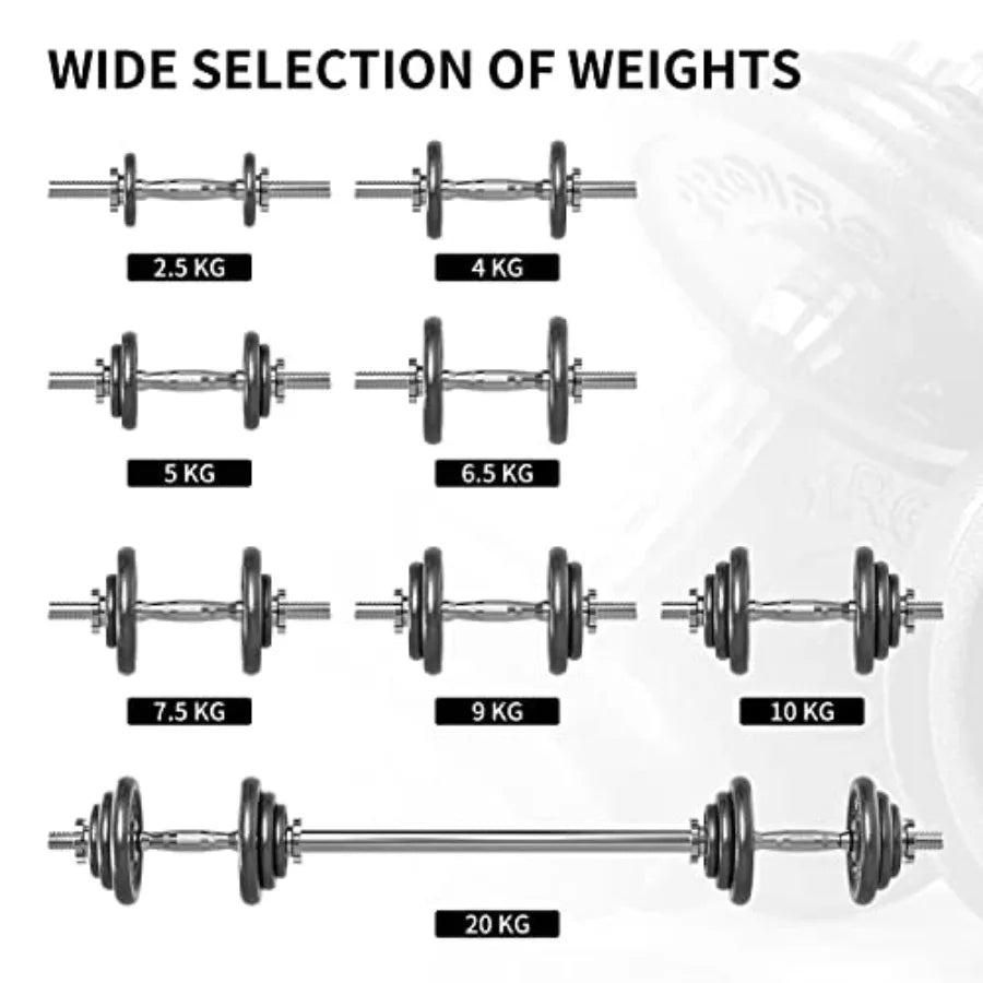 20kg/30kg Adjustable Dumbbells Weights set for Men Women, Cast Iron Dumbell Barbells set, Strength Training Equipment Home Gym