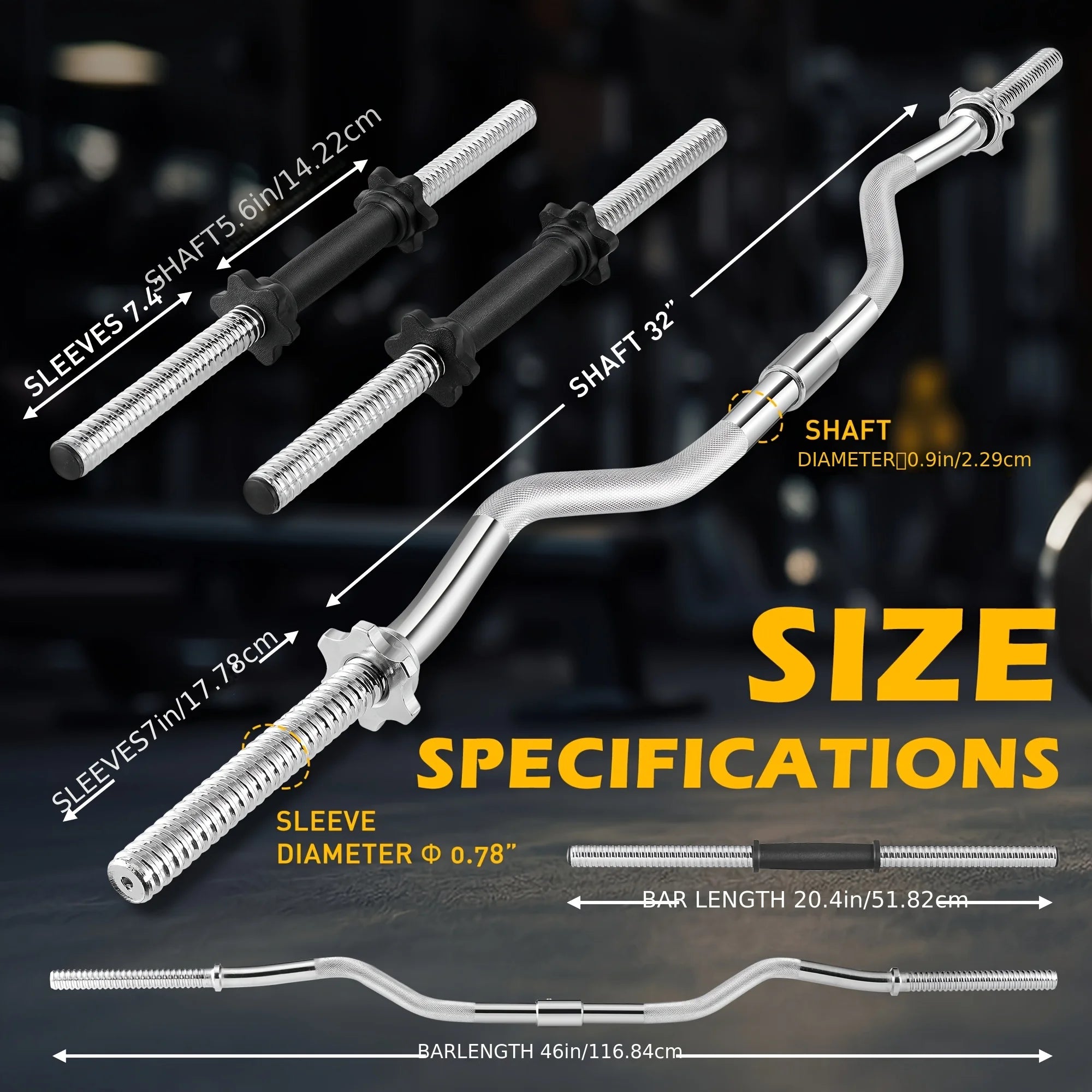 70LB 2-in-1 Barbell Set with Curl Bar & Weight Plates - Convertible Dumbbells for Full-Body Gym Workouts, Weightlifting System for &, No Additional Equipment Needed ()