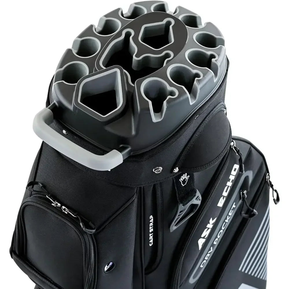 14-Way Organizer Golf Cart Bag, Premium with Handles and Rain Cover for Men