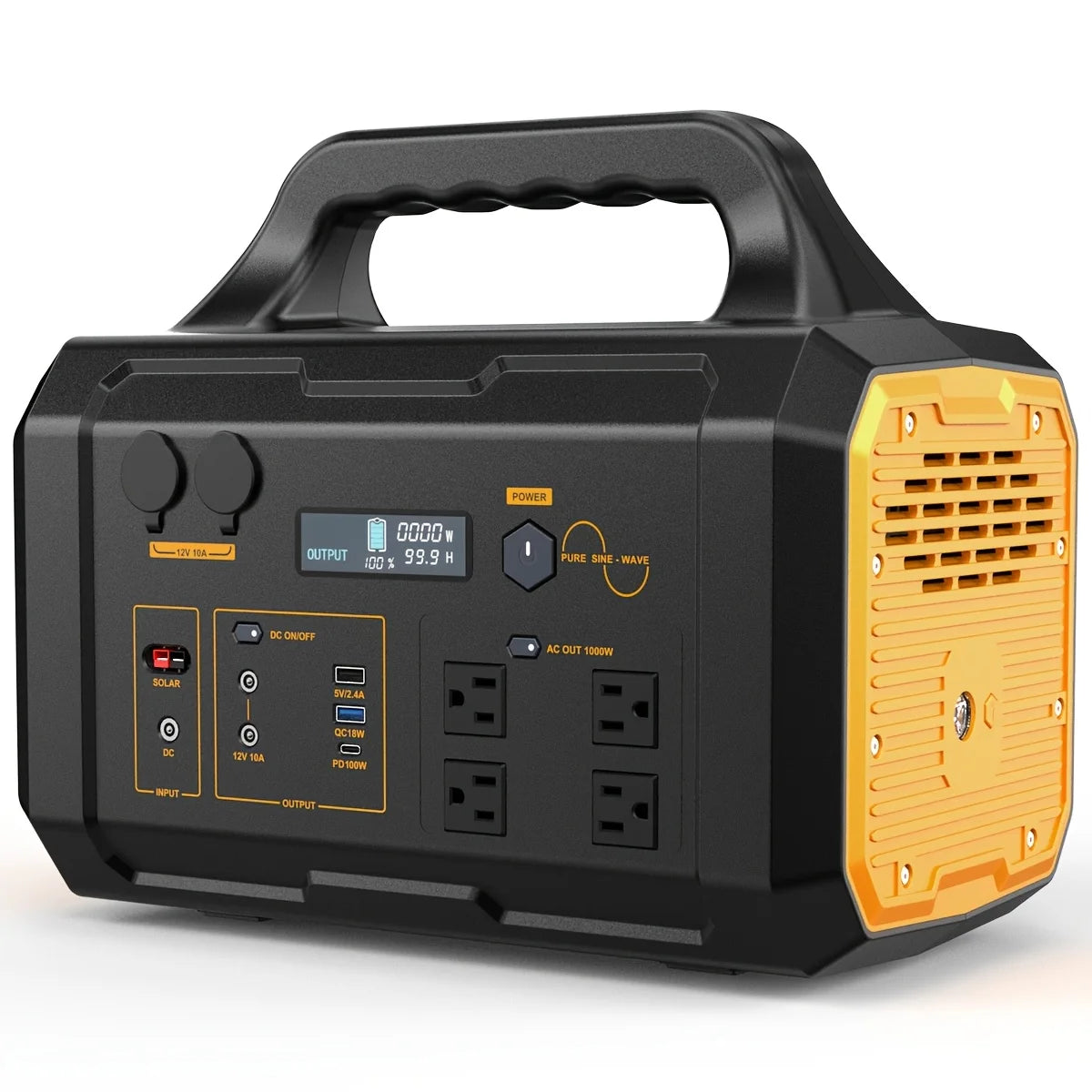 1075Wh/1000W (Peak 2000W) Portable Power Station, 1075Wh LiFePO4 Battery, Fast Charging, Solar Generator(Excluding Solar