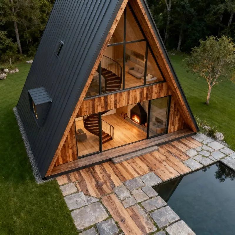 Portable Triangle A Frame Cabin House Modular Tiny Home Wooden Luxury Outdoor Living
