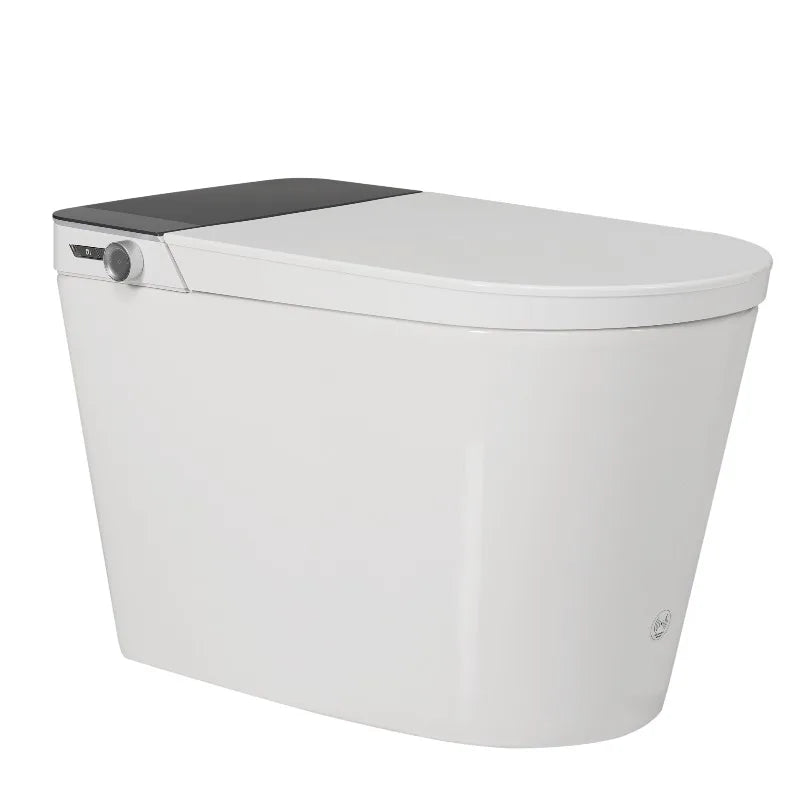 Tankless Smart Toilet with Bidet Built In, Auto Open & Close, Wider Bidet with Heated Seat, Warm Water and Dry, Foot Sensor, LED Display, Remote Control, White
