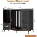 Elegant 47.2 Wide Coffee Bar Cabinet with Ridge Space, Gold Accents, and Wine Glass Rack for Home Storage
