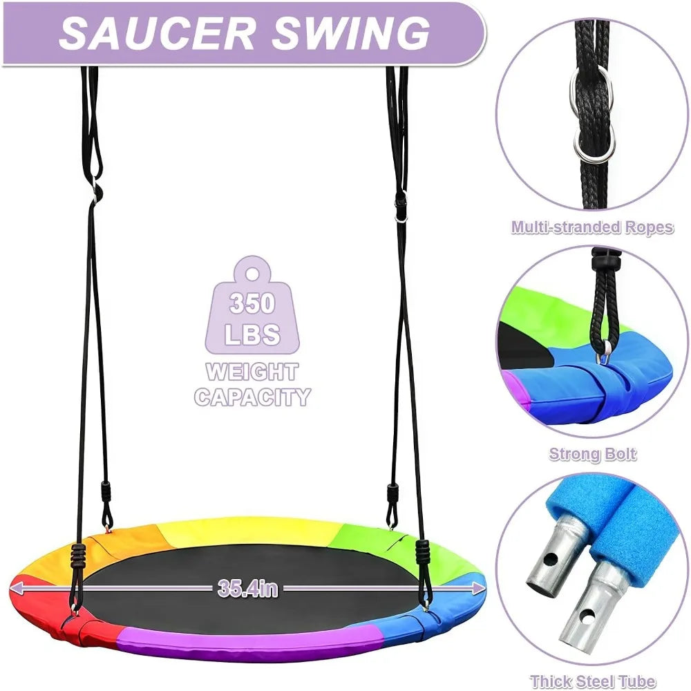 35" Swing Set with Stand, 32mm Steel Frame, X-Base, 330lbs Capacity, Suitable for Both Indoor and Outdoor Use