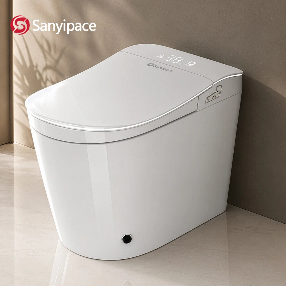 Sanyipace Smart Toilet Seat and Bidet 1000 Gram MaP Flush Score ADA Comfort Height Auto Flush Warm Water Heated Seat Toilet One Piece Elongated Toilet with Tank Toilet