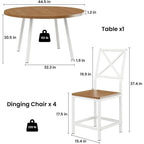 4-Person Round Kitchen Table with 4 Stools, 44.5 Drop Leaf Desk, Space-Saving Natural Wood Dining Set