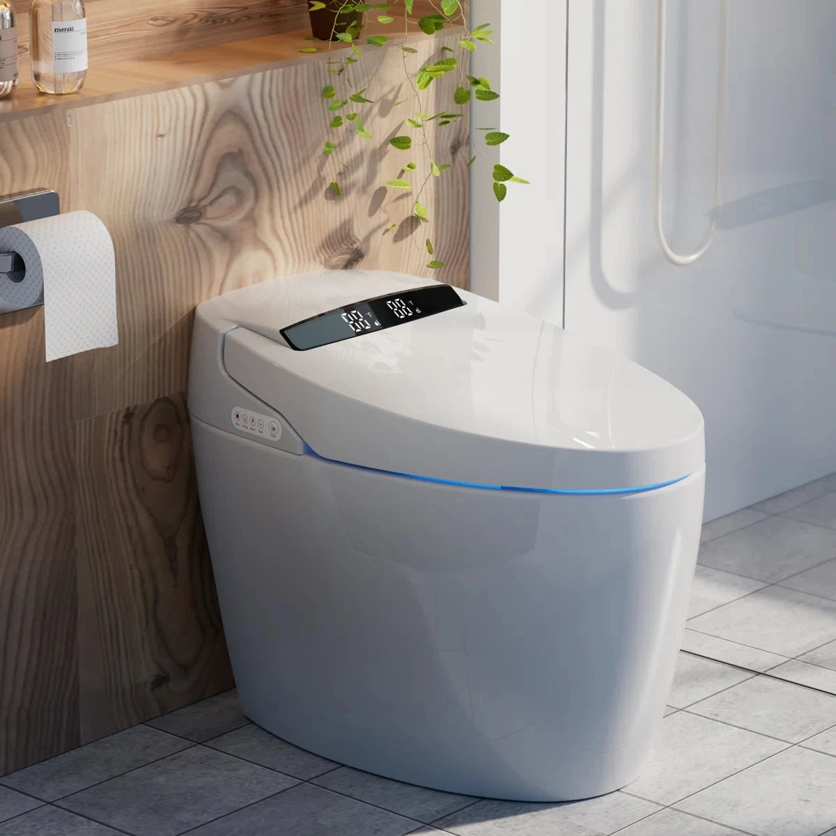 Smart Toilet with Tankless Bidet Wash, Auto Open Lid, 1.28 Gallons Auto Dual Flush, Heat Seat, Warm Wash/Dryer, Soft Closing