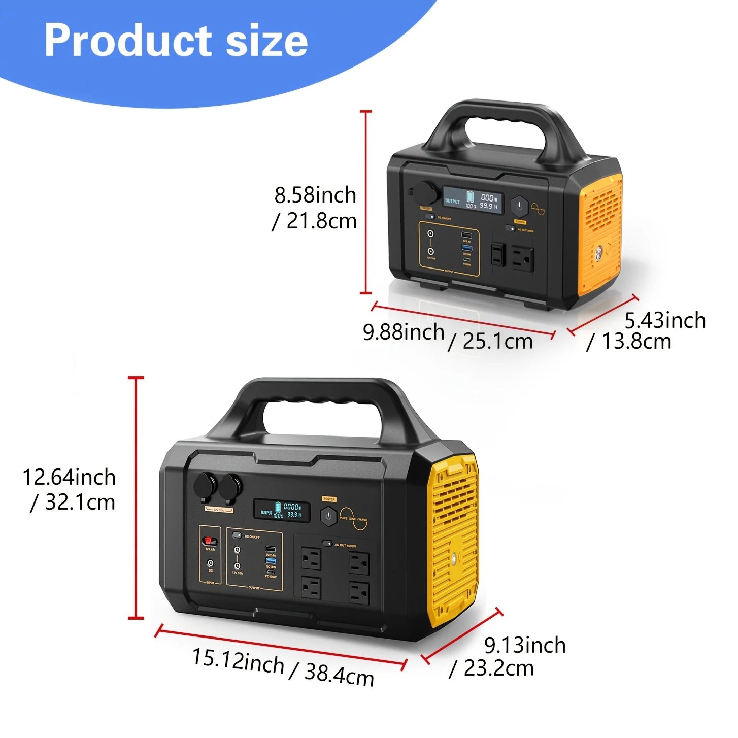 300W/1000W Portable Power Station, 299Wh/1024Wh Solar Generator with AC Qutlet/2 DC Ports/3 USB Ports Backup Battery/Power Supply for Qutdoor Trip RV Camping Emergency Survival Gear Travel Hunting Fishing Emergency (Excluding