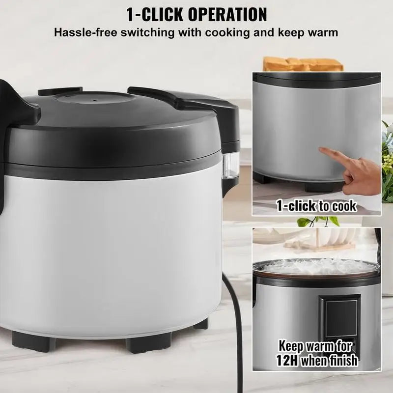 Commercial Rice Cooker, 70-Cup Rice Cooker, 15.85 Qt / 15 Liter Large Rice Cooker and Warmer with Nonstick Inner Pot, Fast Cooking and 12-Hour Keep Warm, with Rice Cup and Paddle, for Restaurant