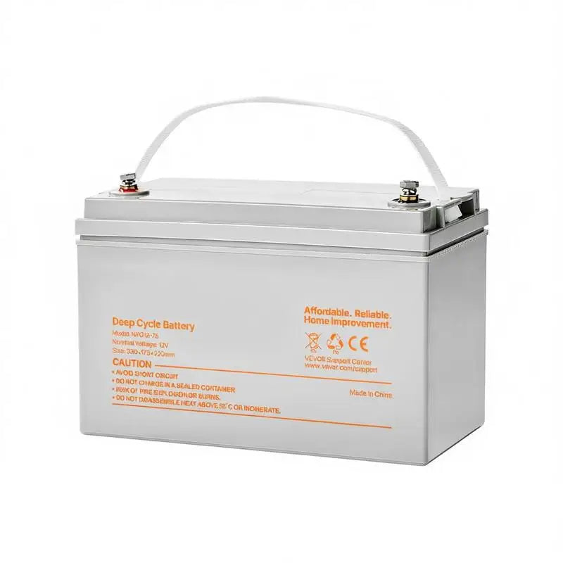 12V 75Ah Deep Cycle Battery, Sealed AGM Technology, Rechargeable Lead Acid AGM Battery, Backup Replacement for Scooters, Electric Mobility Wheelchair, Solar System Off-Grid Home Energy Storage