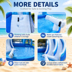 Blue And White Dual Slide Water Slide Combo 3-in-1 Fun with Slide Pool Water Gun And Play Area for Endless Summer Exciting