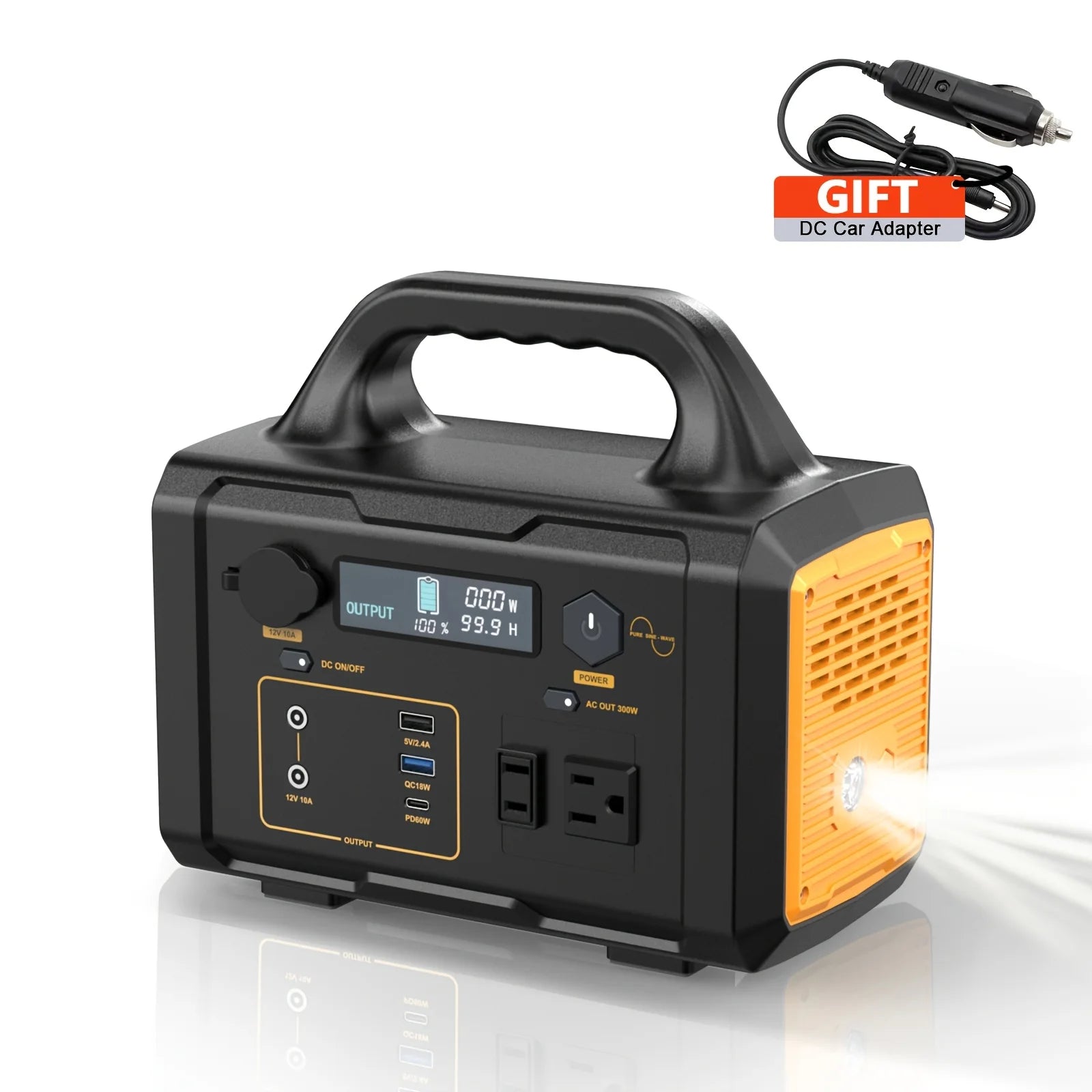 300W/1000W Portable Power Station, 299Wh/1024Wh Solar Generator with AC Qutlet/2 DC Ports/3 USB Ports Backup Battery/Power Supply for Qutdoor Trip RV Camping Emergency Survival Gear Travel Hunting Fishing Emergency (Excluding