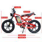 60V 21Ah Electric Bike for Adults, 750W (1500W Peak) Ebike, 35MPH & 50 Miles Range, 20" Fat Tire Mountain Commuter E-Bike, UL