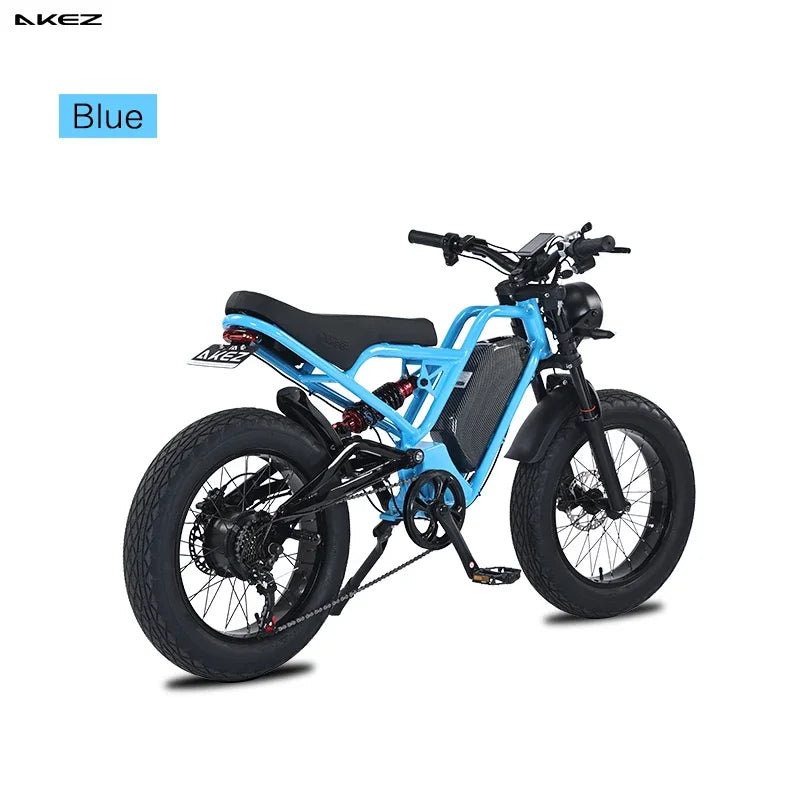 US Warehouse AKEZ  48V 18Ah Long Range 1500W Electric Bike, Fat Tire Off-Road E-Bike with Hydraulic Brakes
