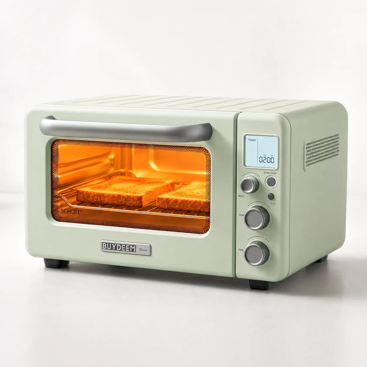 BUYDEEM T103 12QT Countertop Toaster Oven, Retro Mini Oven with 7 Cooking Modes, No Preheat Carbon Fiber Heating, LCD Temperature Control, Bake Broil Toast Bagel Pizza Reheat, Grill Rack Baking Tray
