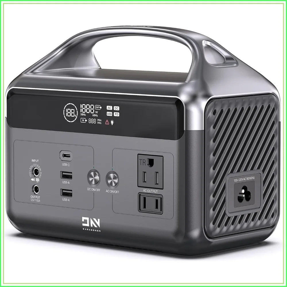 192Wh Portable Power Station, 300W (600W Peak) LiFePO4 Solar Generator, 60W USB-C PD Fast Charge, 6-Device Backup for Camping & Emergency