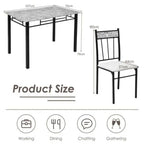 5 Pieces Faux Marble Dining Set Table with Solid Steel Frame