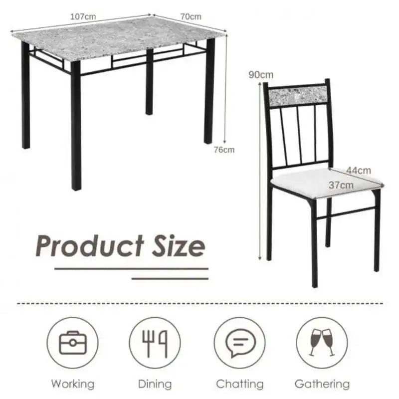 5 Pieces Faux Marble Dining Set Table with Solid Steel Frame