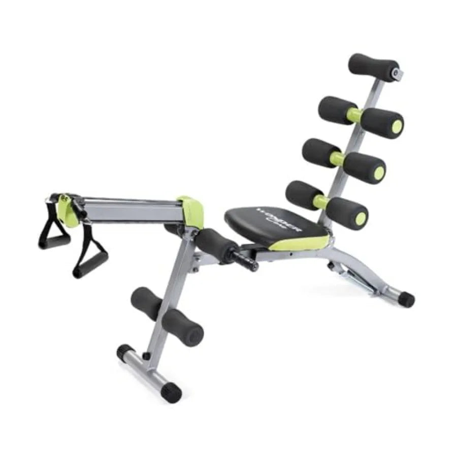 Workout Bench Ab/Rowing Machine for Home Gym: Steel Frame, Black, Adjustable Angles Dual-Function Core Training