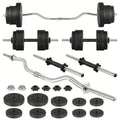 70LB 2-in-1 Barbell Set with Curl Bar & Weight Plates - Convertible Dumbbells for Full-Body Gym Workouts, Weightlifting System for &, No Additional Equipment Needed ()